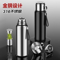 316不銹鋼全鋼保溫杯大容量智能顯溫保溫水壺茶水分離商務(wù)戶外杯