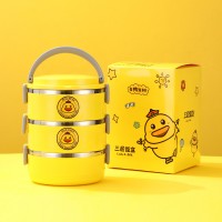 304不銹鋼戶外多層圓形飯盒保溫分格便當盒學生餐盒戶外禮品批發