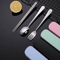 便攜不銹鋼餐具三件套宣傳禮品LOGO學生戶外叉子套裝筷子勺子一套