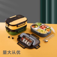 廠家直銷316不銹鋼飯盒 學生分格保溫餐盒便當盒 密封帶碗午餐盒