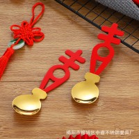 中國風創意不銹鋼婚慶伴手禮紅雙喜勺子套裝新年國潮風結婚紅筷子
